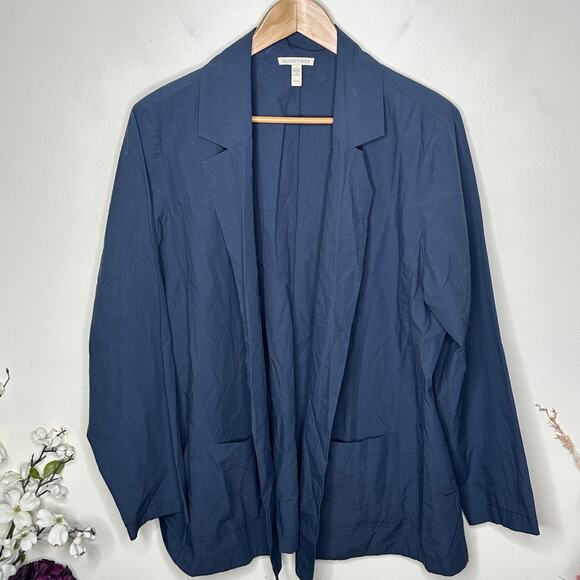 EILEEN FISHER Organic Cotton Longline Blazer in Ocean Blue Sz XL {BB51} - Picture 2 of 5